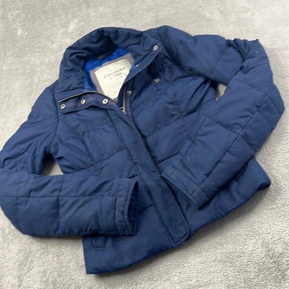 Abercrombie & Fitch S Blue Down Waterfowl‎ Feathers Y2K Short Puffer Jacket - Picture 1 of 13